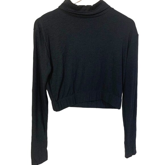 Cheer Fantastic Mock Turtleneck Midriff Zip Back Bodysuit 2XL Black Long Sleeve - Picture 1 of 10